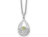 1/8 Carat (ctw) Green Peridot Drop Pendant Necklace in Sterling Silver with Chain